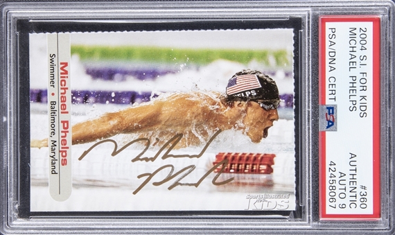 2004 SI For Kids #360 Michael Phelps Signed Card - PSA AUTHENTIC, PSA/DNA 9